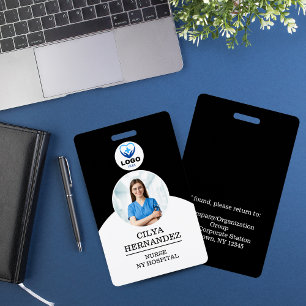 Personalized Black and White Employee Photo ID ID Badge