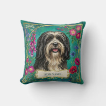 Personalized Black and White Lhasa Apso Cushion