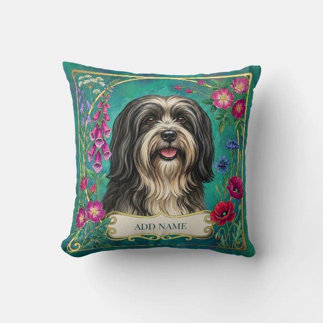 Personalized Black and White Lhasa Apso Cushion (Front)