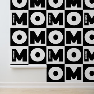 Personalized Black and White Mom Name Wallpaper