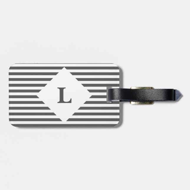 Personalized Black and White Stripes luggage tag (Back Horizontal)