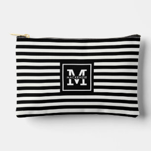 Personalized Black and White Stripes Pattern Accessory Pouch