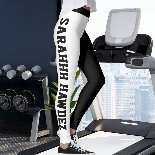 Personalized Black And White Stripes Yoga Fun Gift Leggings (Creator Uploaded)