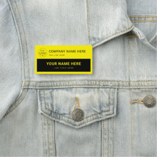 Personalized Black & Bright Yellow Rectangle Name Tag