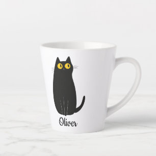 Personalized Black Cat Latte Mug – Custom Pet Name