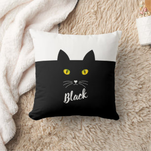 Personalized Black Cat Pillow, Gift for Cat Lovers Cushion