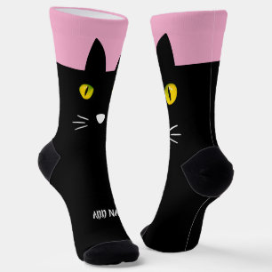 Personalized Black Cat Socks - Cats Custom Gift 