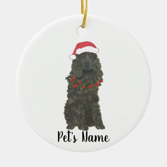 Personalized Black Cocker Spaniel Christmas Ceramic Tree Decoration (Front)