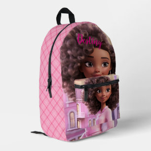 Personalized Black doll plaid Printed Backpack