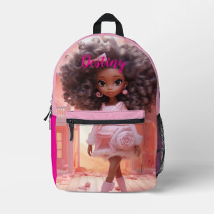 Personalized Black doll plaid Printed Backpack