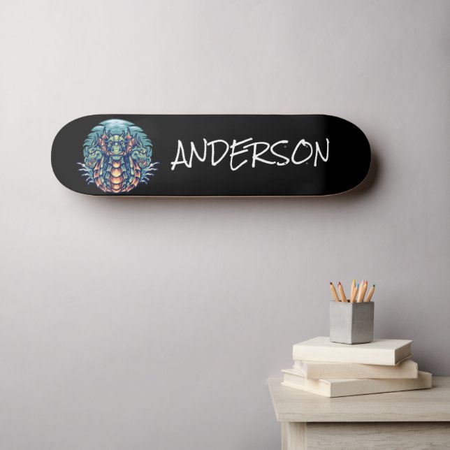 Personalized  Black Dragon Skateboard (Wall Art (Horz))