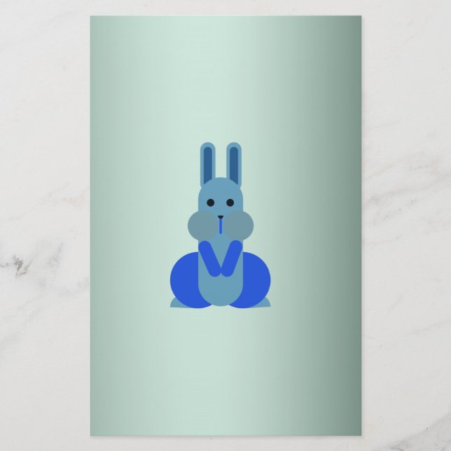 Personalized black-eyed Mr. Bunny Stationery (Front)