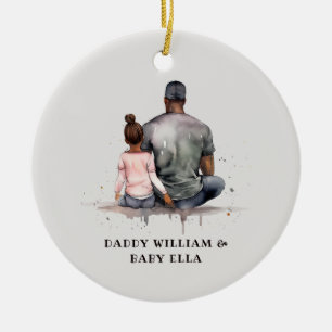 Personalized Black Father and Daughter (5) Ceramic Tree Decoration