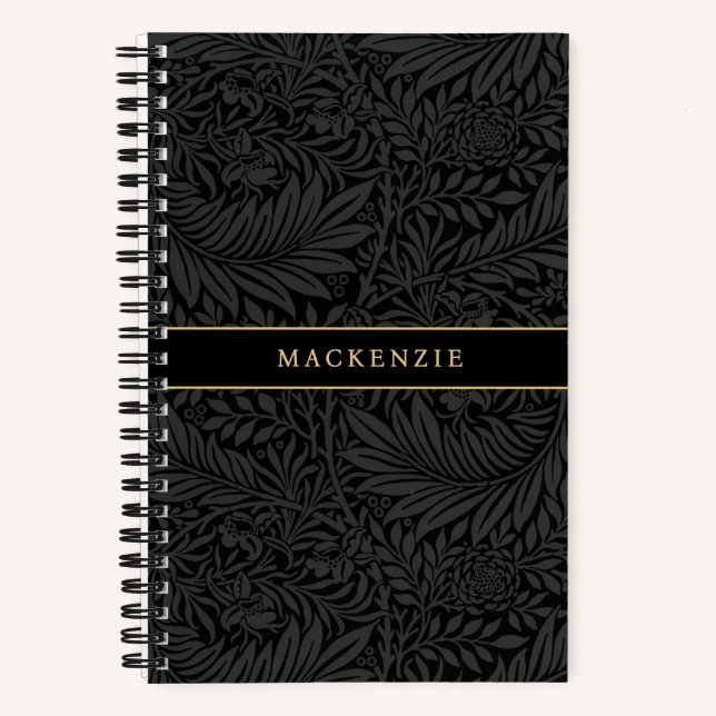Personalized Black Floral Pattern Notebook (Front)