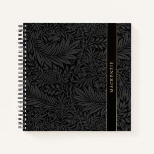Personalized Black Floral Pattern Notebook