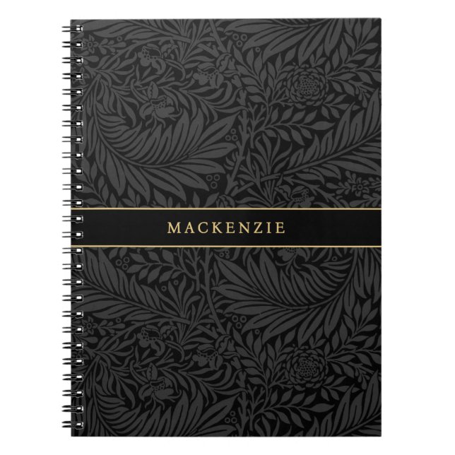 Personalized Black Floral Pattern Notebook (Front)