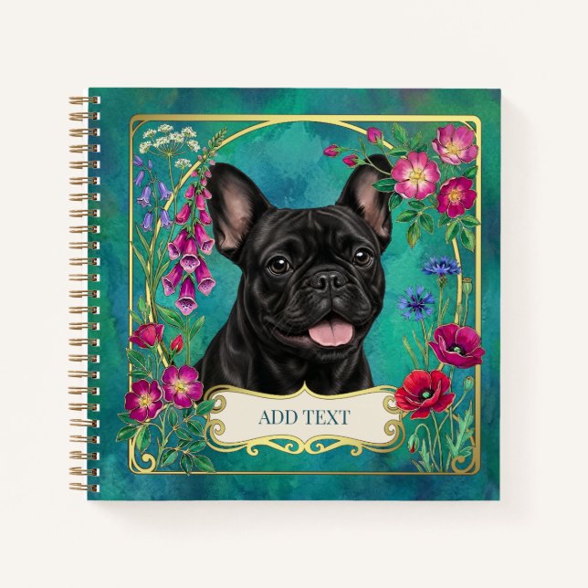 Personalized Black French Bulldog Notebook (Front)