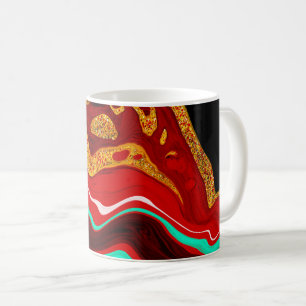 Personalized Black, Gold, Burgundy, Marble Art Coffee Mug