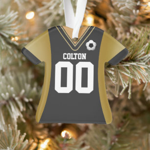 Personalized Black/Gold Soccer Jersey Ornament