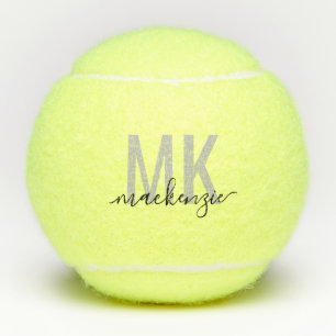 Personalized Black Gray Signature Initials Tennis Balls