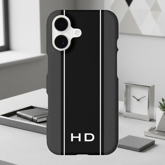 Personalized black iPhone 17 case with monogram (elegant iphone case)