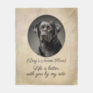 Personalized Black Labrador by My Side Fleece Blanket