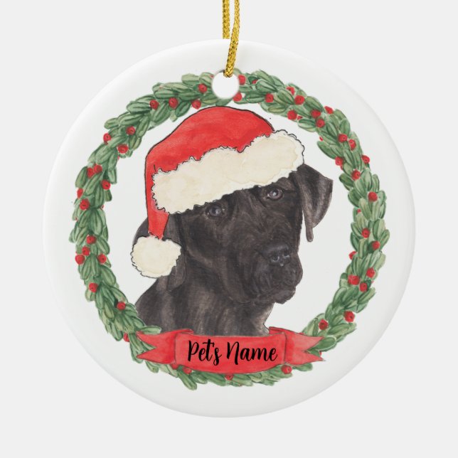 Personalized Black Labrador Christmas Ceramic Tree Decoration (Front)