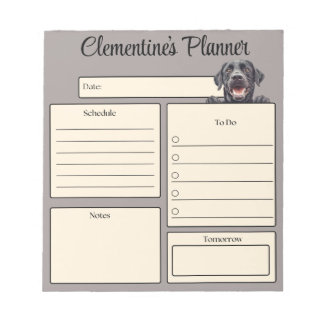 Personalized Black Labrador Daily Planner Notepad