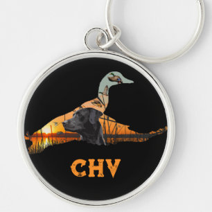 Personalized Black Labrador Keychain, Duck Key Ring