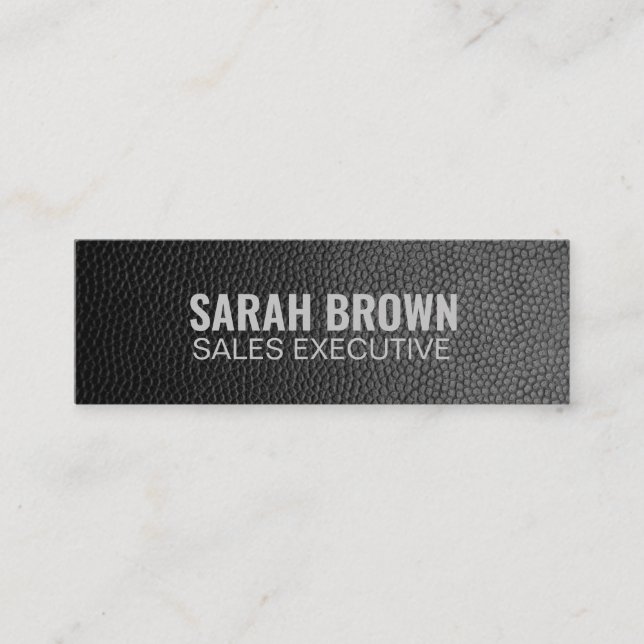 Personalized "Black Leather" Twitter Mini Business Card (Front)