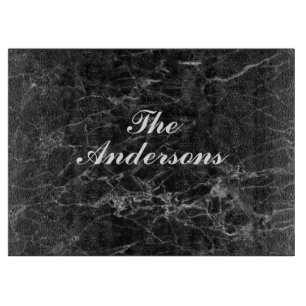 PERSONALIZED BLACK MARBLE LOOK CUTTING BOARD