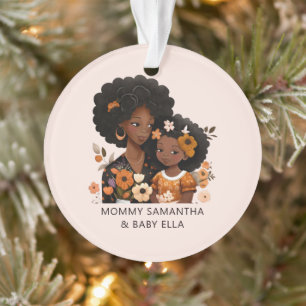 Personalized Black Mom and Daughter (13) Ornament