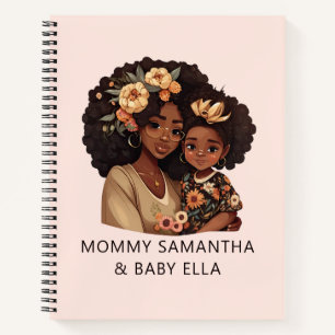 Personalized Black Mom and Daughter (19) Notebook
