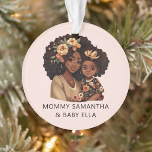 Personalized Black Mom and Daughter (19) Ornament