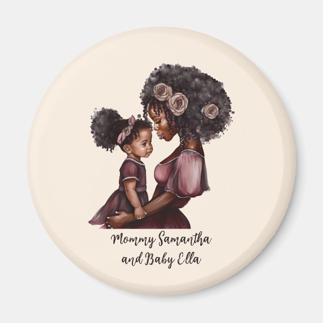 Personalized Black Mom and Daughter (1) Magnet (Front)