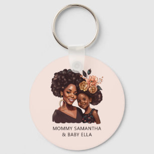 Personalized Black Mom and Daughter (20) Key Ring