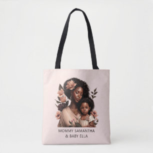 Personalized Black Mom and Daughter (21) Tote Bag
