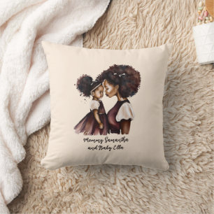 Personalized Black Mom and Daughter (5) Cushion