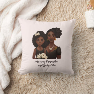 Personalized Black Mom and Daughter (6) Cushion