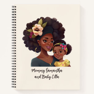 Personalized Black Mom and Daughter (8) Notebook