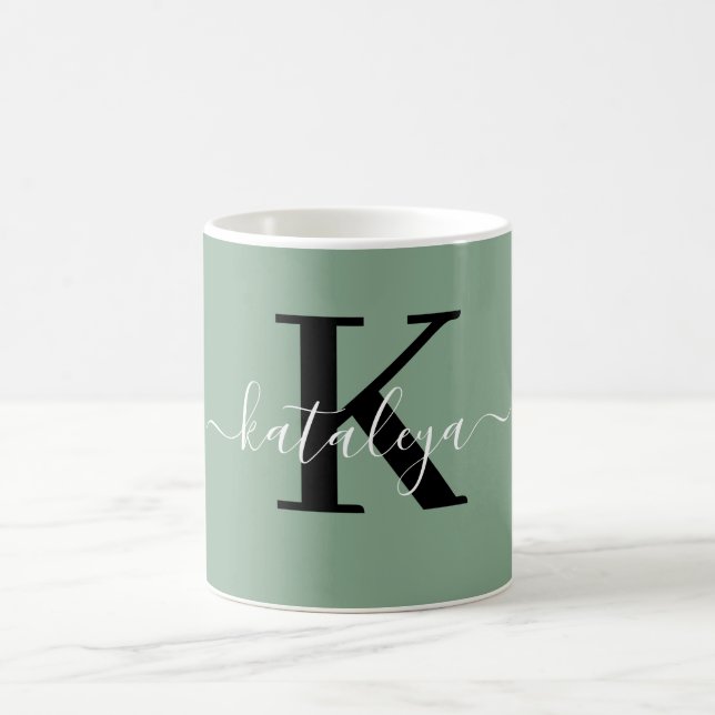Personalized Black Monogram Coffee Mug with Name (Center)