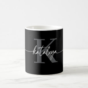 Personalized Black Monogram Coffee Mug with Name