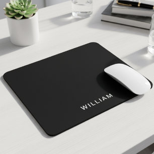 Personalized Black & Monogram Elegant Custom Mouse Pad