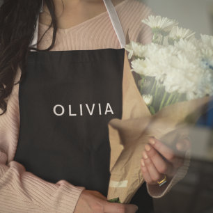 Personalized Black & Name Monogram   Elegant  Apron