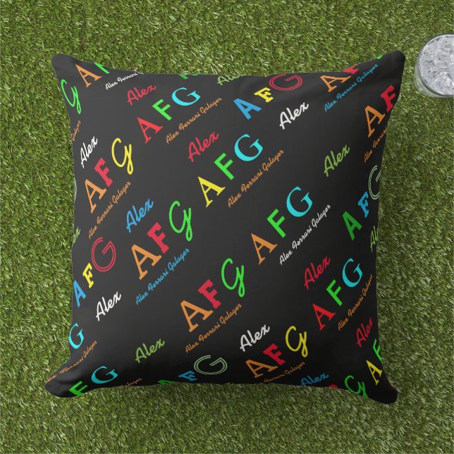 Personalized Black Outdoor Cushion (Grass)