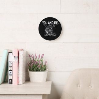 Personalized Black Photo Couple You and Me  Round Clock
