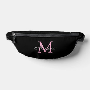 personalized black pink minimalist monogram bum bags