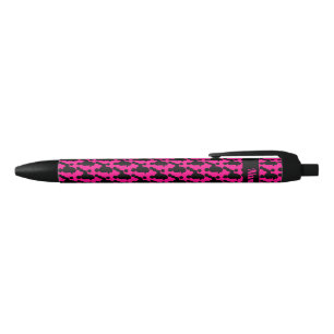 Personalized Black Poodle on Pink Black Ink Pen