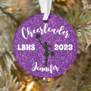 Personalized Black & Purple Cheerleading Ornament 
