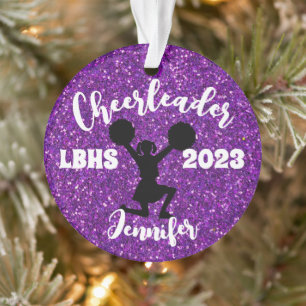 Personalized Black & Purple Cheerleading Ornament 